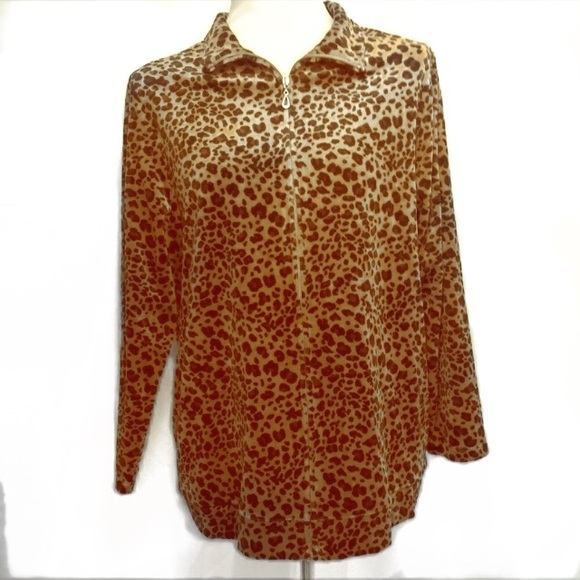 Velour track jacket! full zip leopard print - Picture 2 of 8